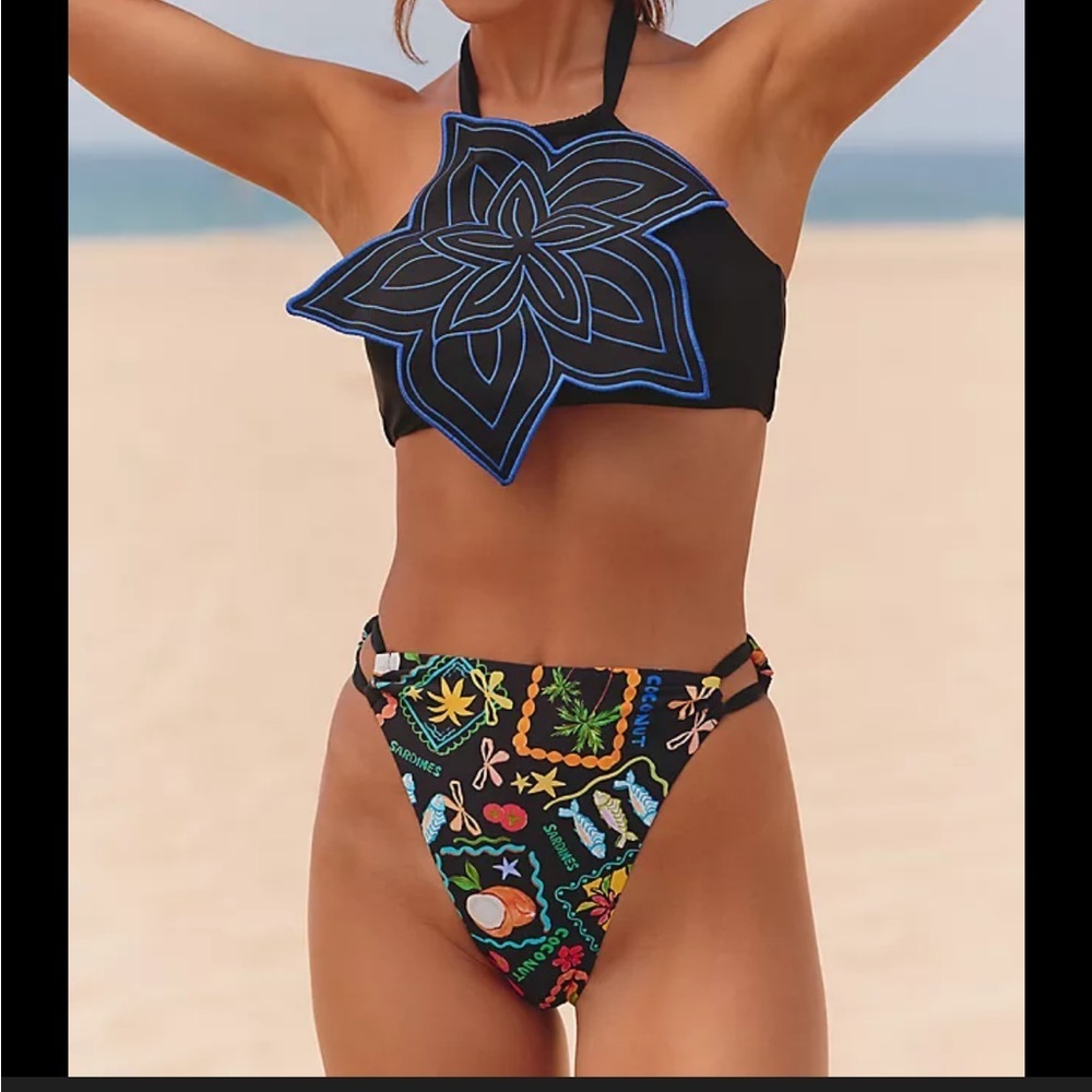 Anthropologie Celandine Daphne Flower Halter Bikini Top - Picture 2 of 6